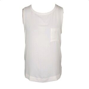 Ann Taylor White Sleeveless Boxy Pocket Silky Tank Size Large